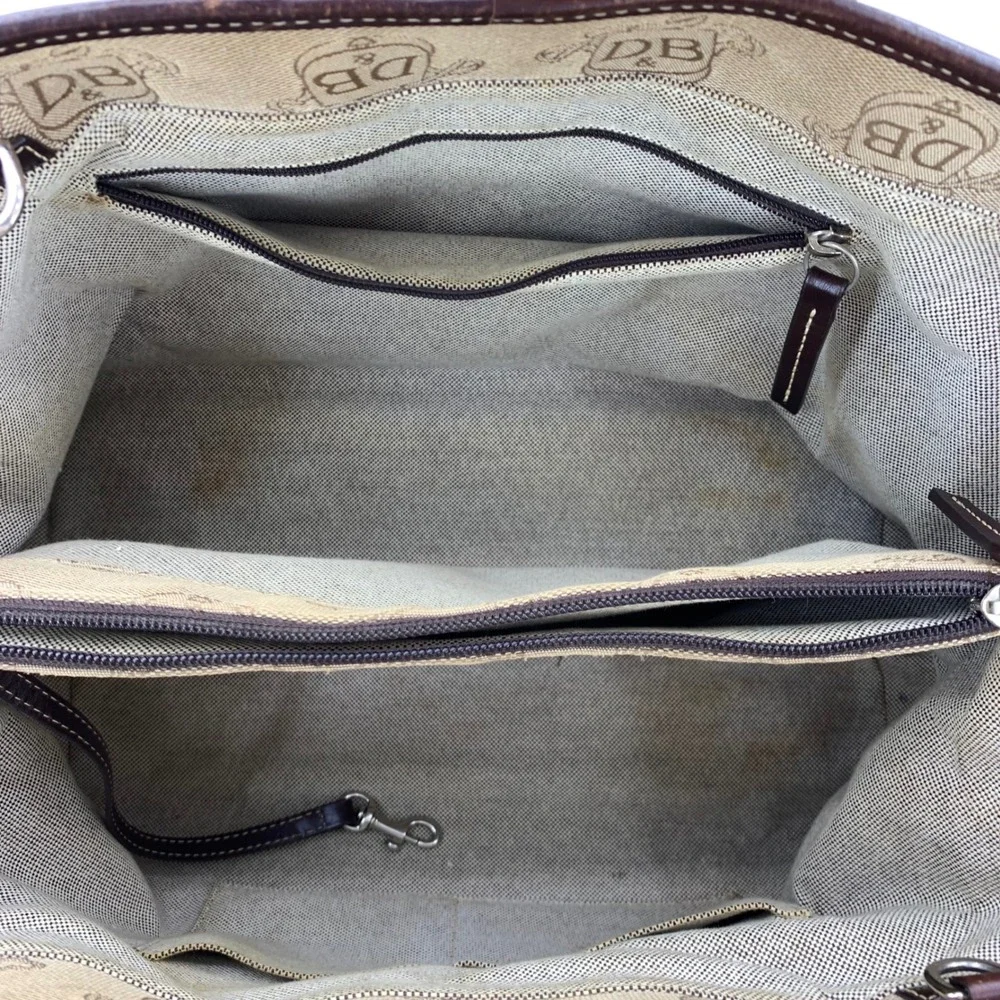 Y2K Dooney Bourke Signature DB Monogram Double Handle Tote Satchel Luxury Purse